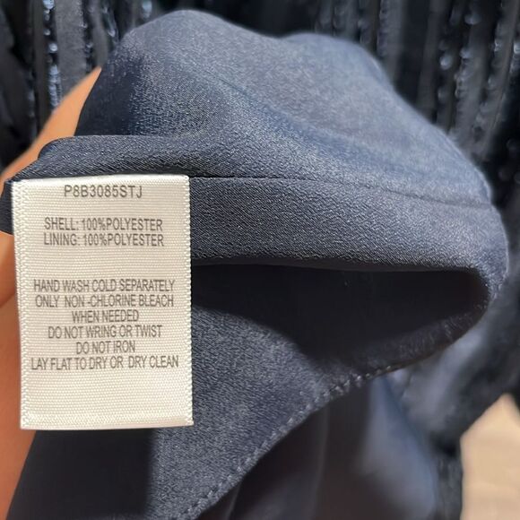 PARKER (NWT) Smocked Off-The-Shoulder Smocked Neck Navy Blouse, Striped, Size S - Picture 10 of 11